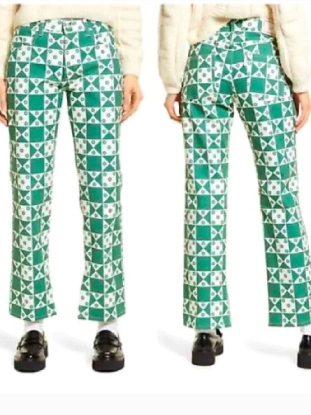 Lisa Says Gah Ellis‎ Wide Leg Pants Boonville Print NWT Green Size 0